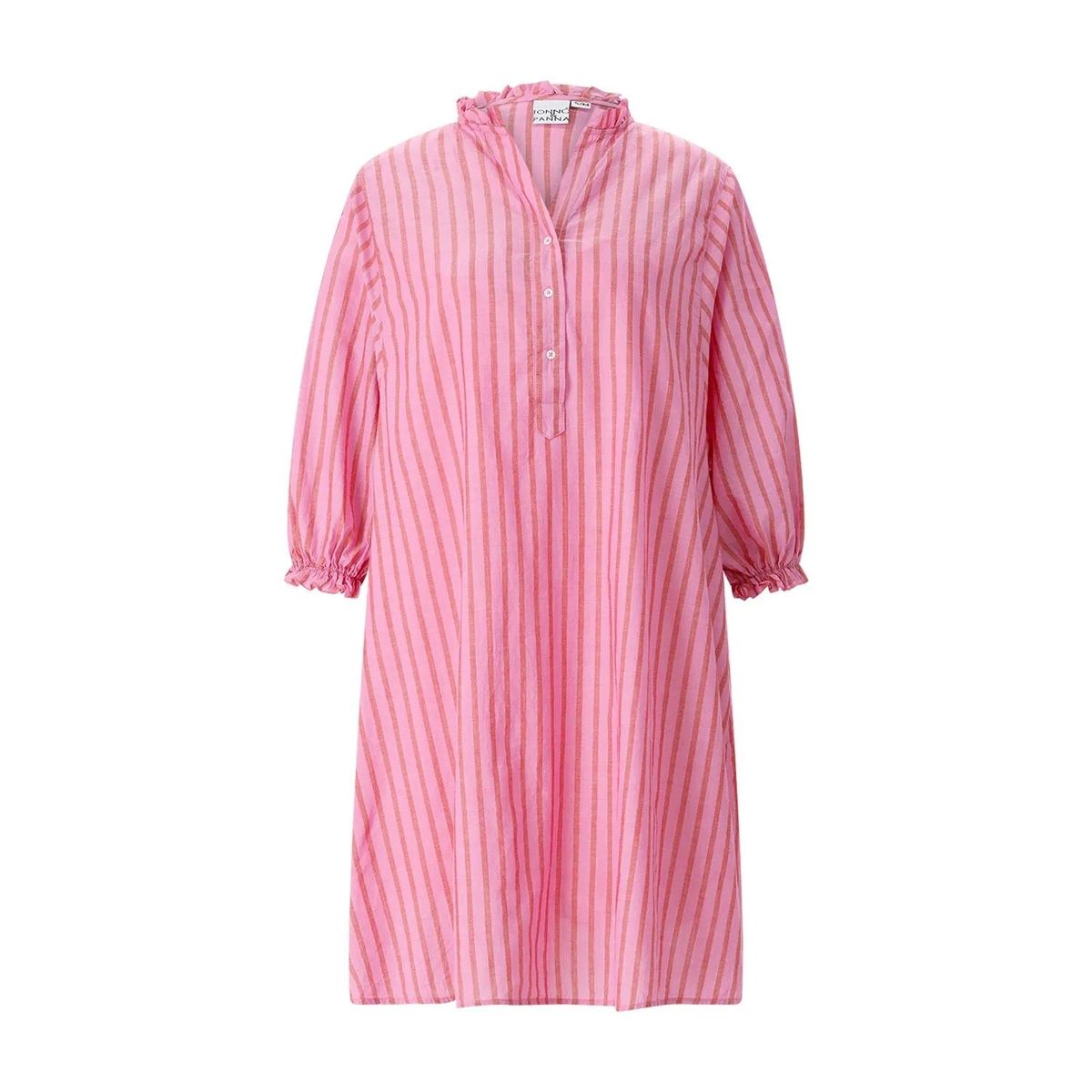 Gestreiftes Baumwollkleid mit langen Ärmeln