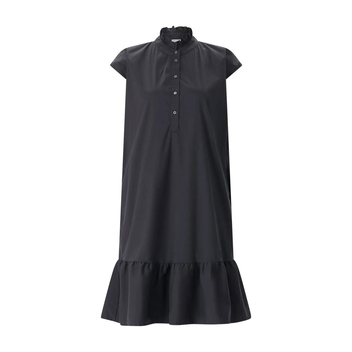 Midikleid mit Rüschenkragen und Knopfleiste