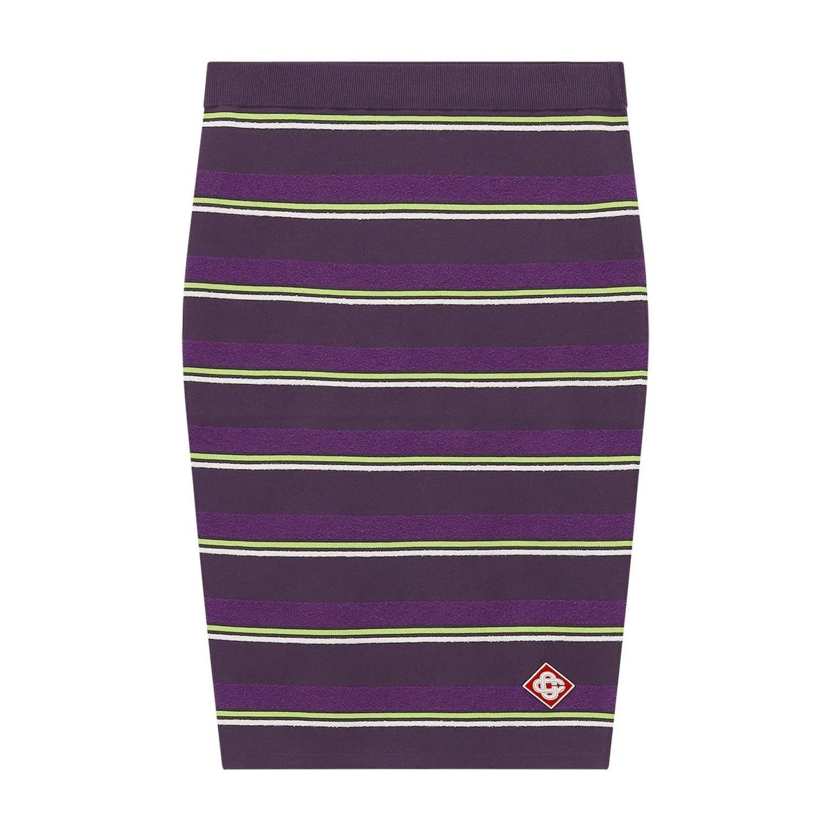 Gestreifter Strick-Midirock mit Logo