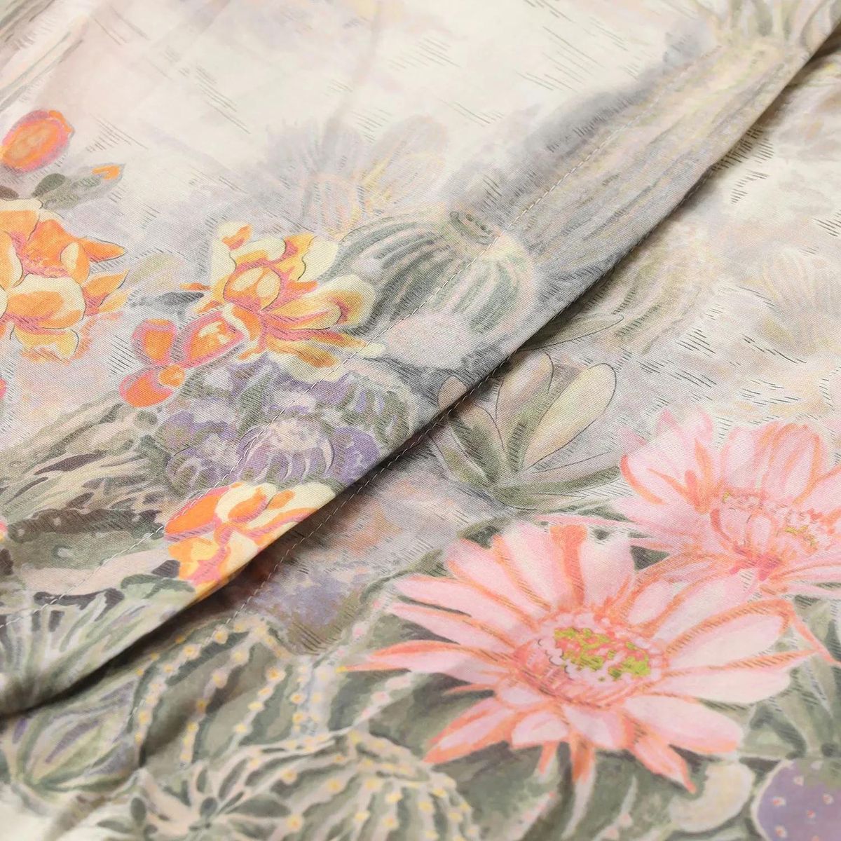 Bluse mit Blumen-Kaktus-Print zum Binden