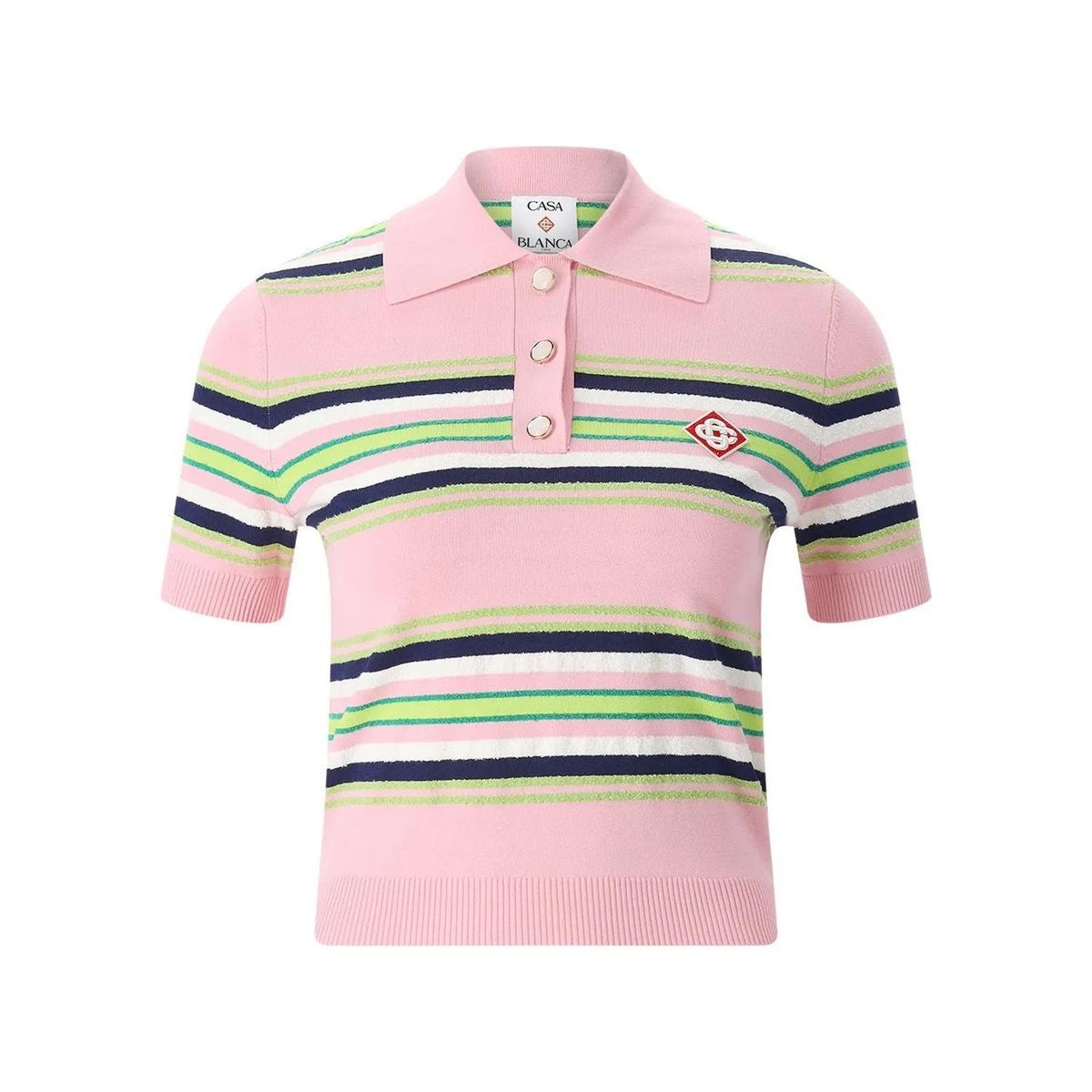 Gestreiftes Strick-Poloshirt mit Logo