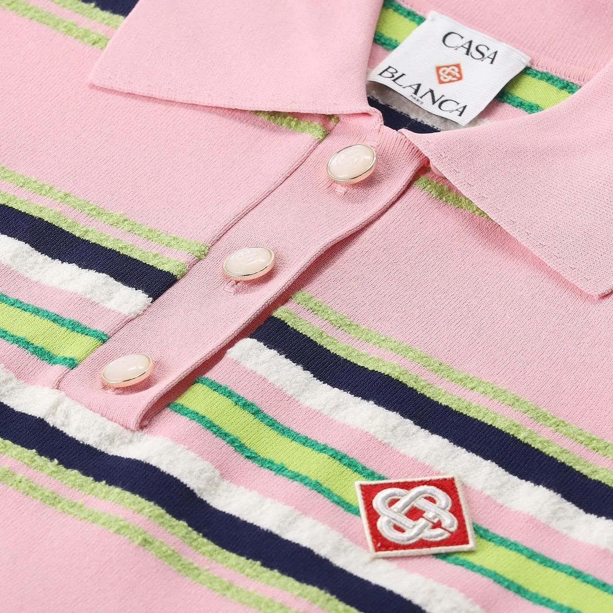 Gestreiftes Strick-Poloshirt mit Logo