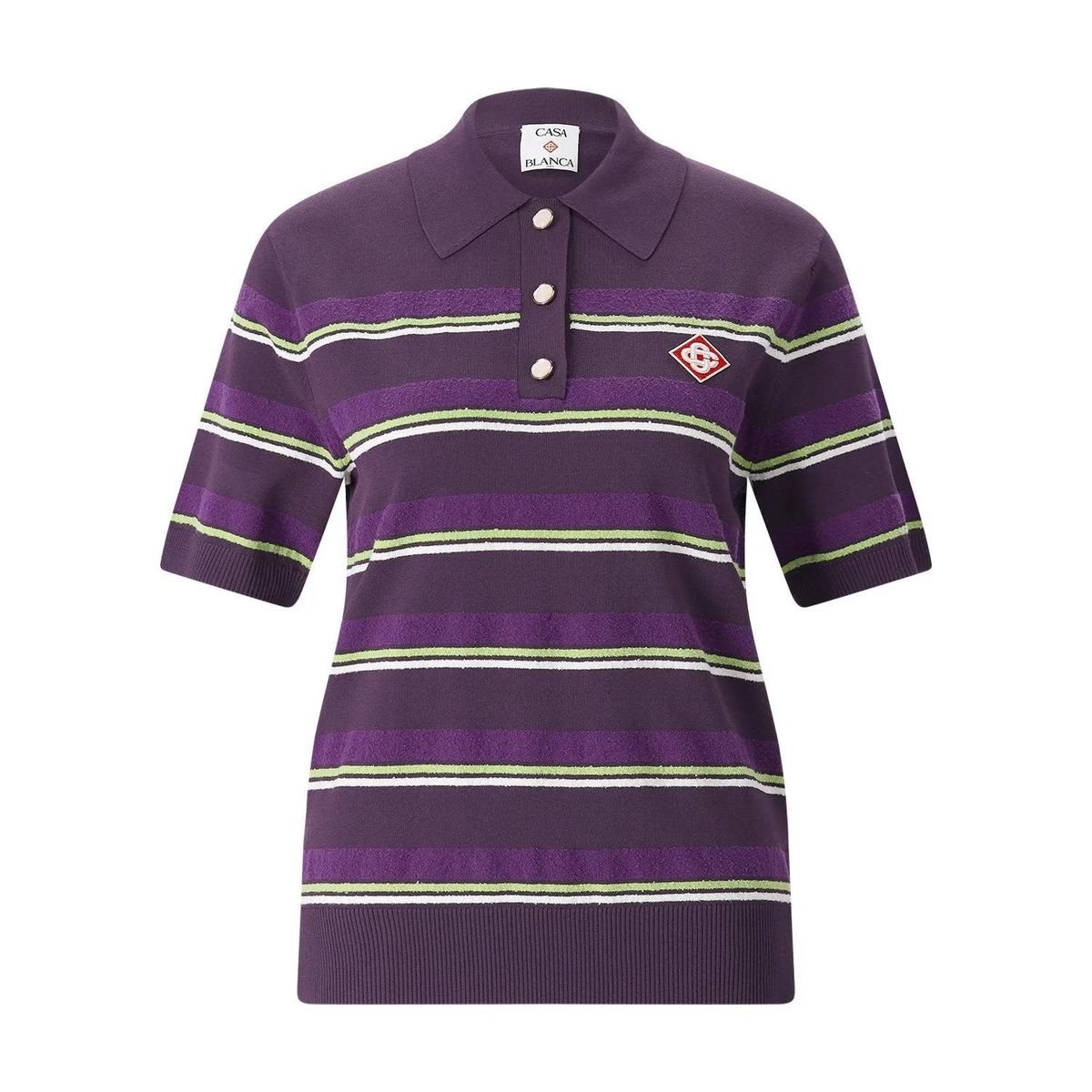 Gestreiftes Strick-Poloshirt mit Logo