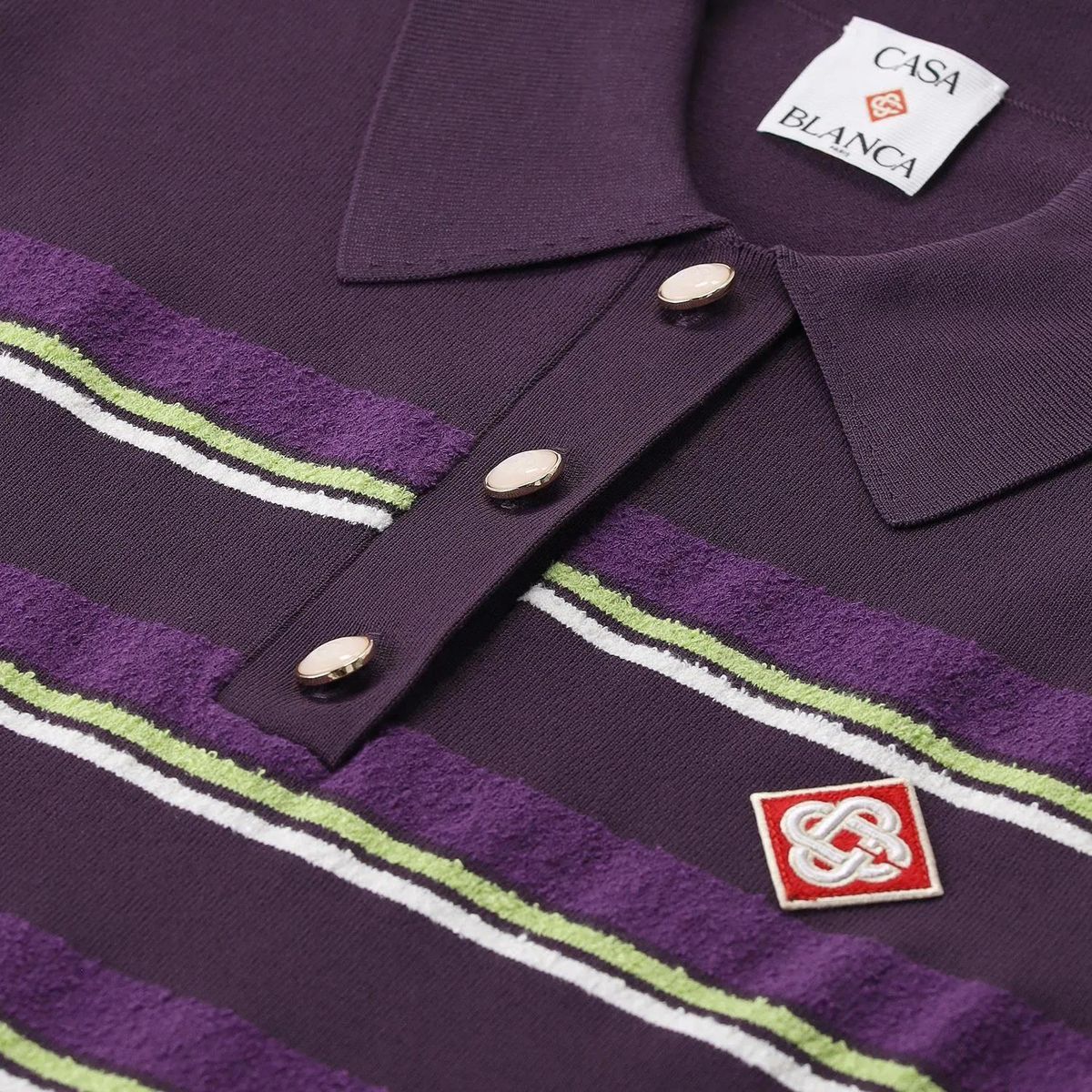 Gestreiftes Strick-Poloshirt mit Logo
