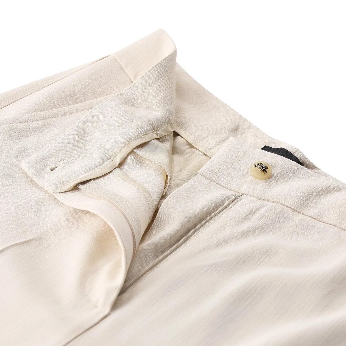 Beige, weite, elegante Stoffhose