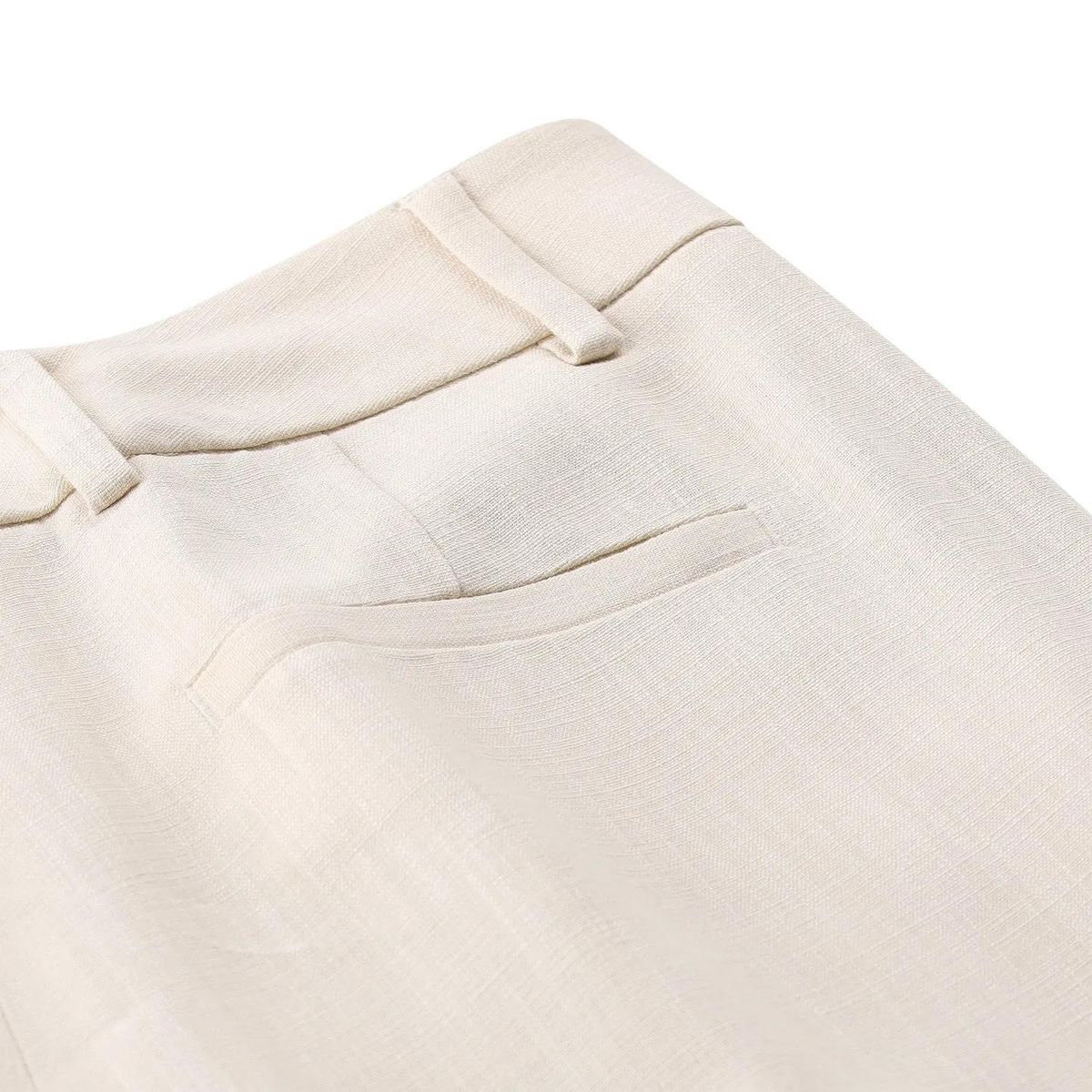 Beige, weite, elegante Stoffhose