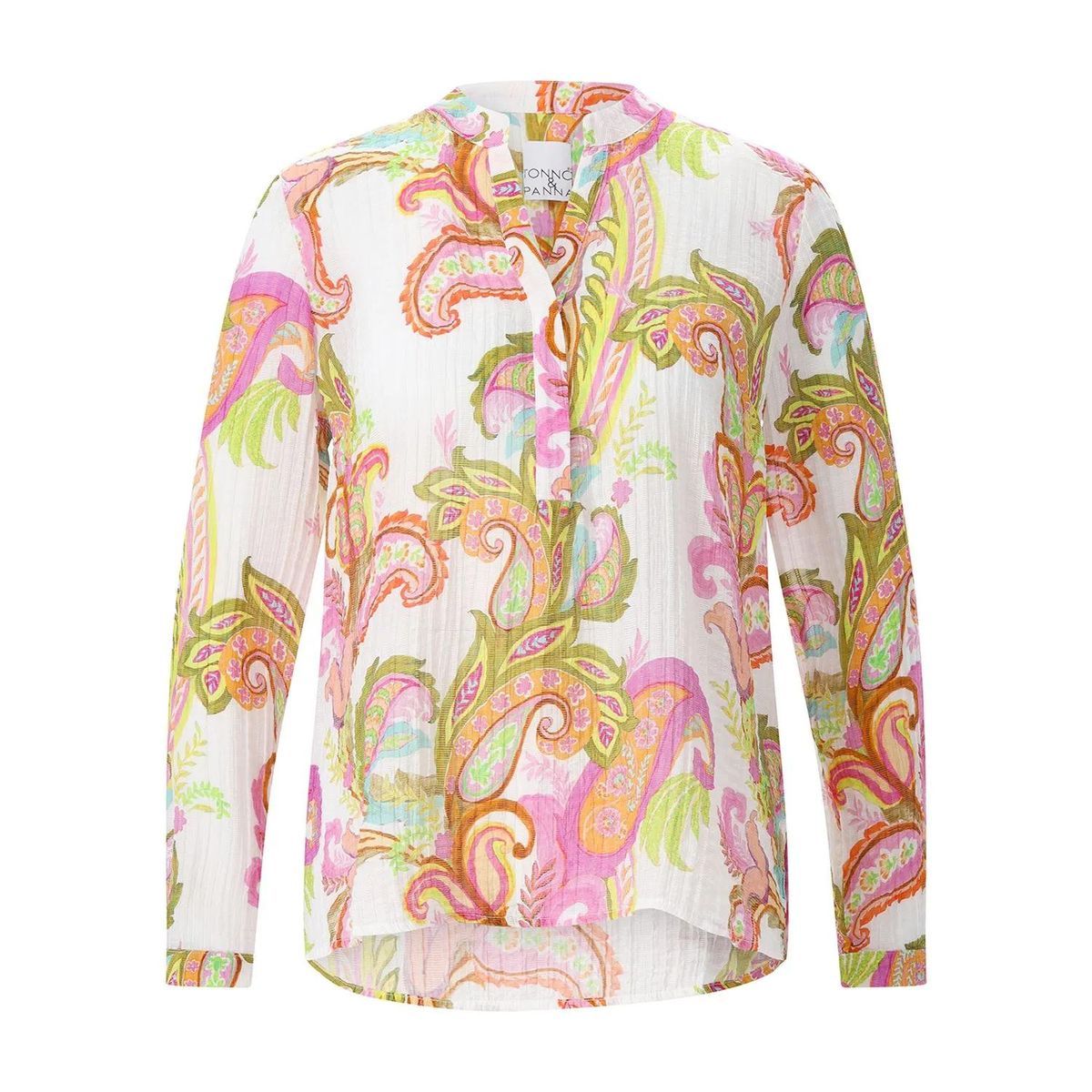 Bluse mit Paisley-Print und Seersucker