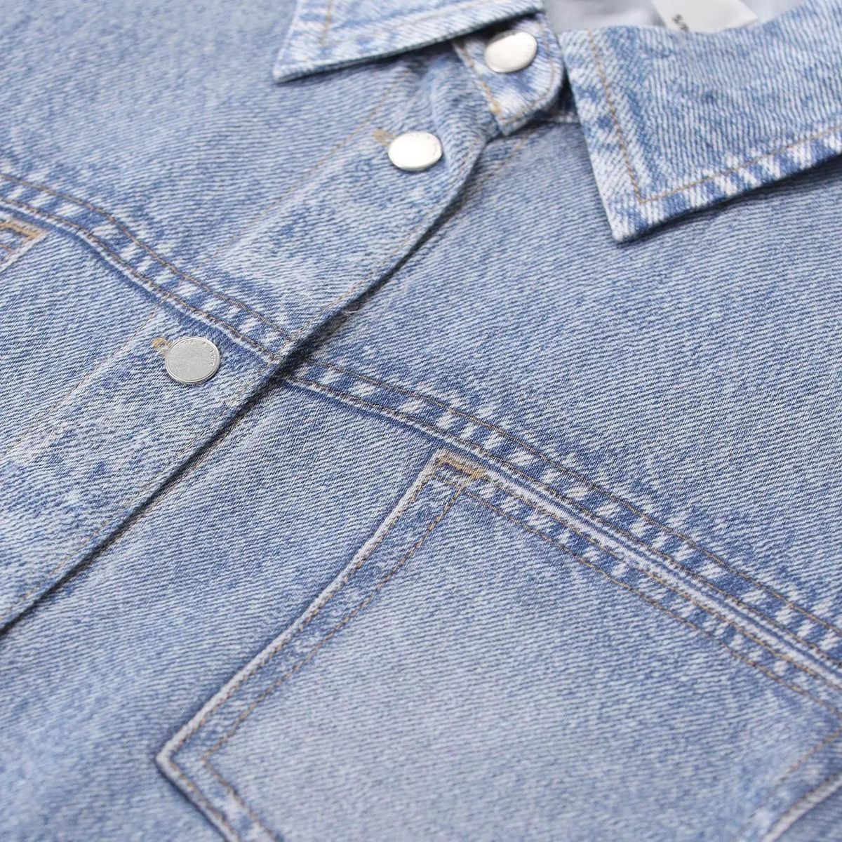 Kurzarm Bluse in Denim-Optik