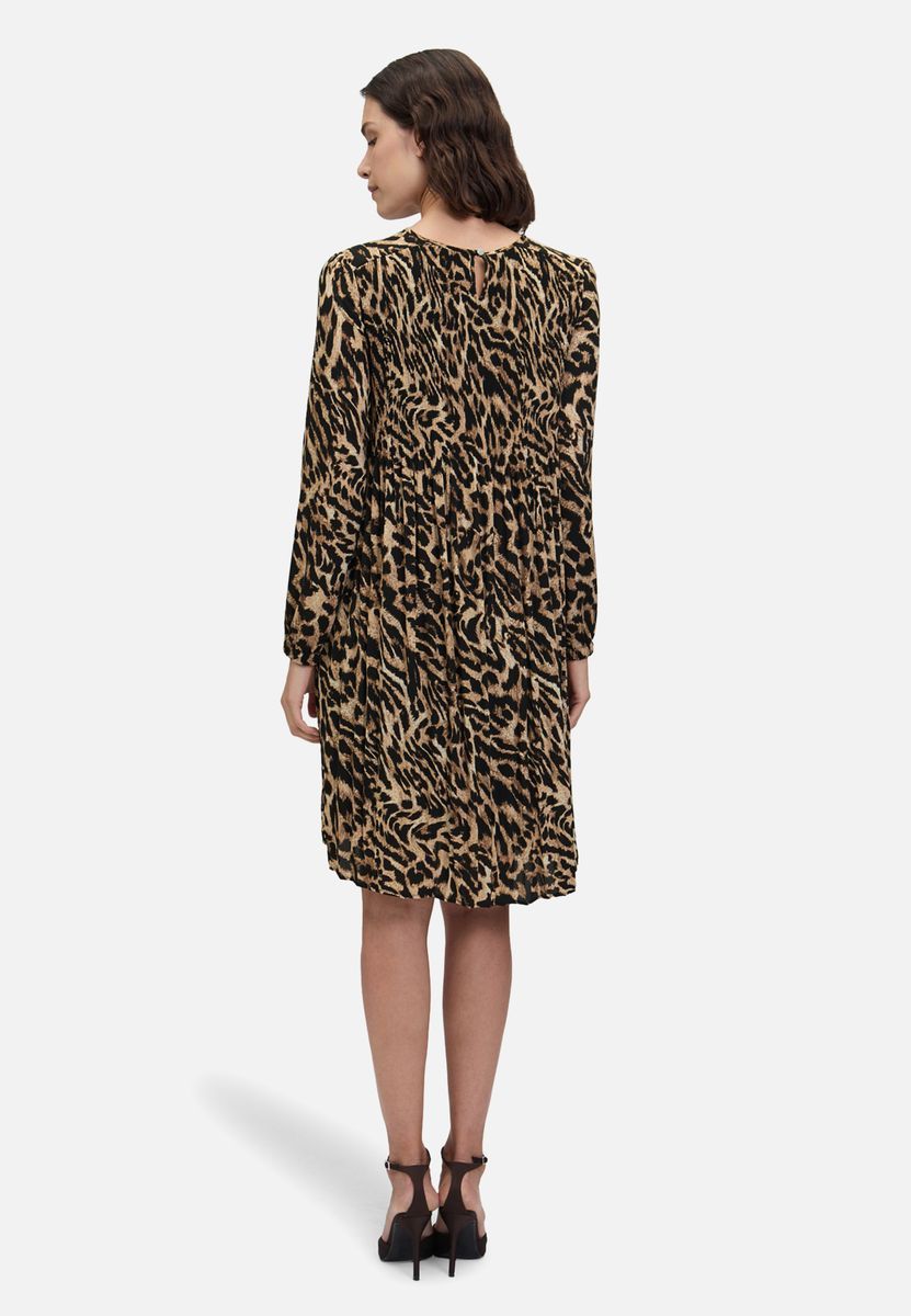 Langärmeliges Kleid mit Animal-Print