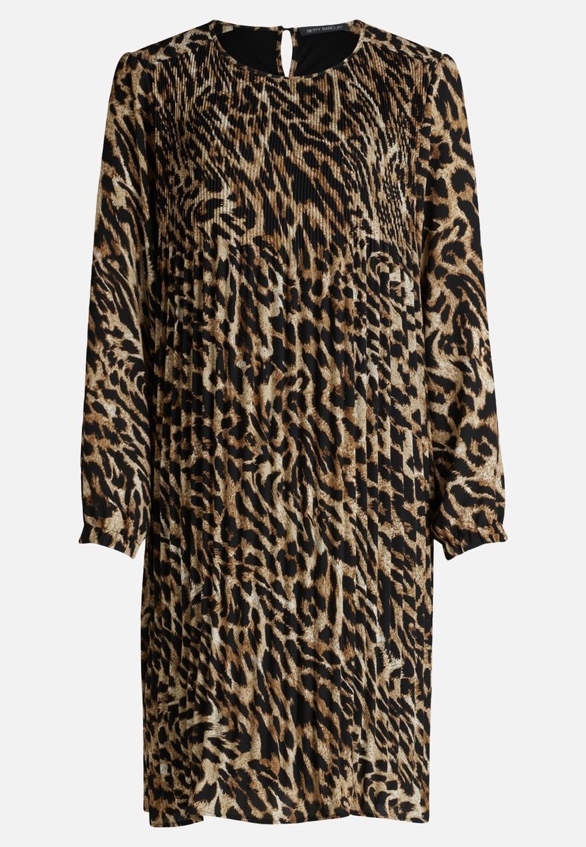 Langärmeliges Kleid mit Animal-Print