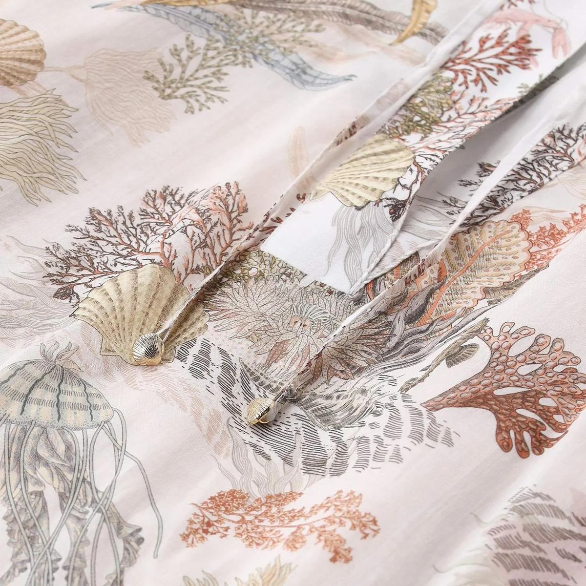 Elegantes Baumwoll-Maxikleid mit Meeresmuster