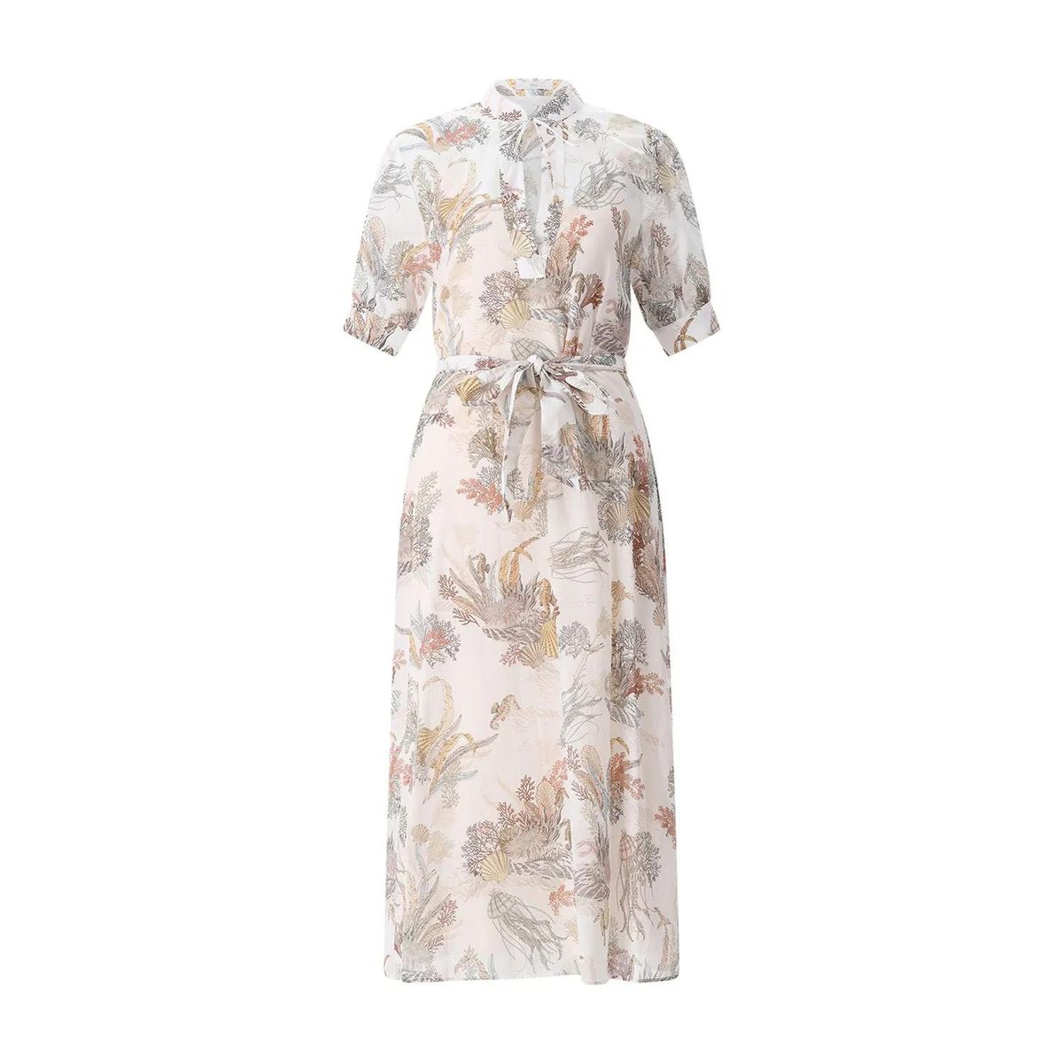 Elegantes Baumwoll-Maxikleid mit Meeresmuster