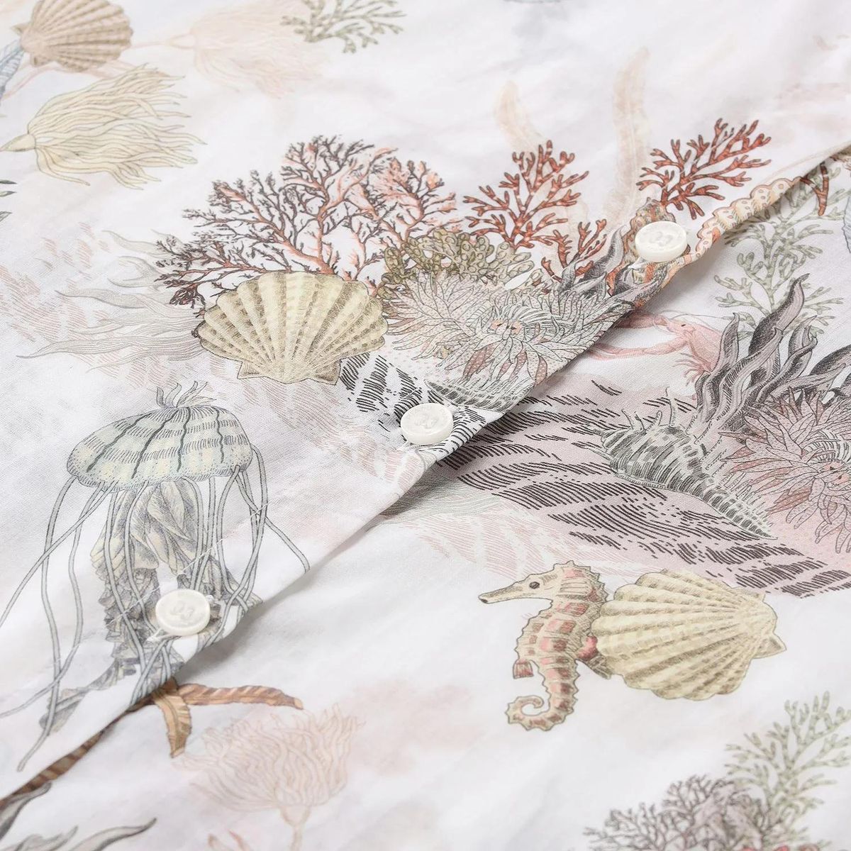 Baumwollbluse mit Meereslandschaftsmotiv