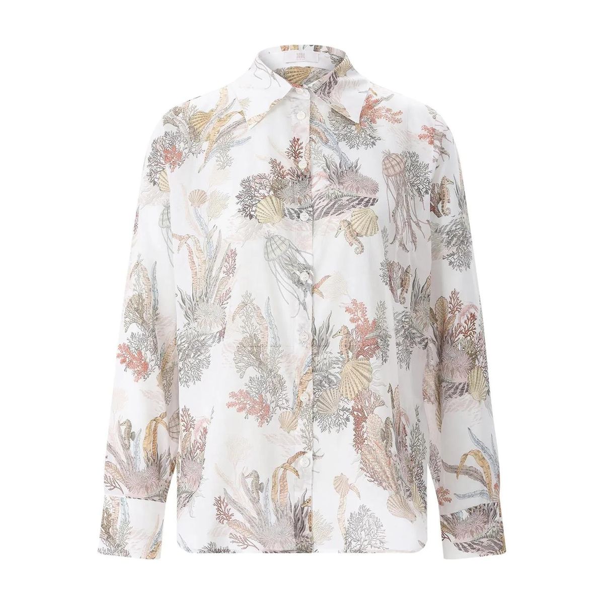 Baumwollbluse mit Meereslandschaftsmotiv