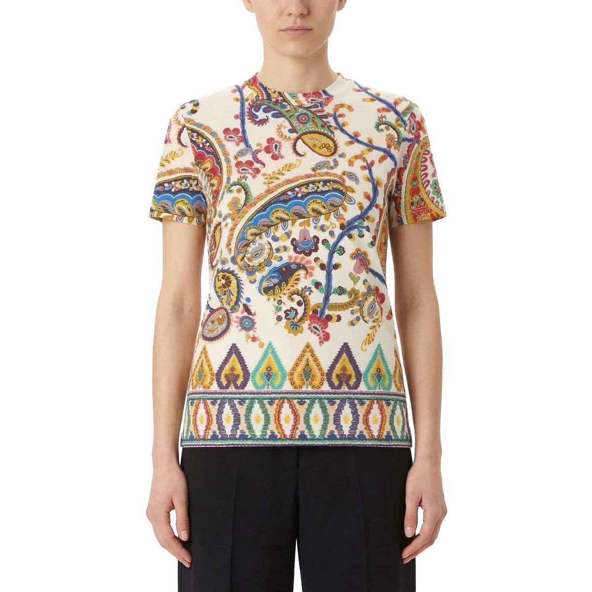 Mehrfarbiges T-Shirt mit Paisley-Muster