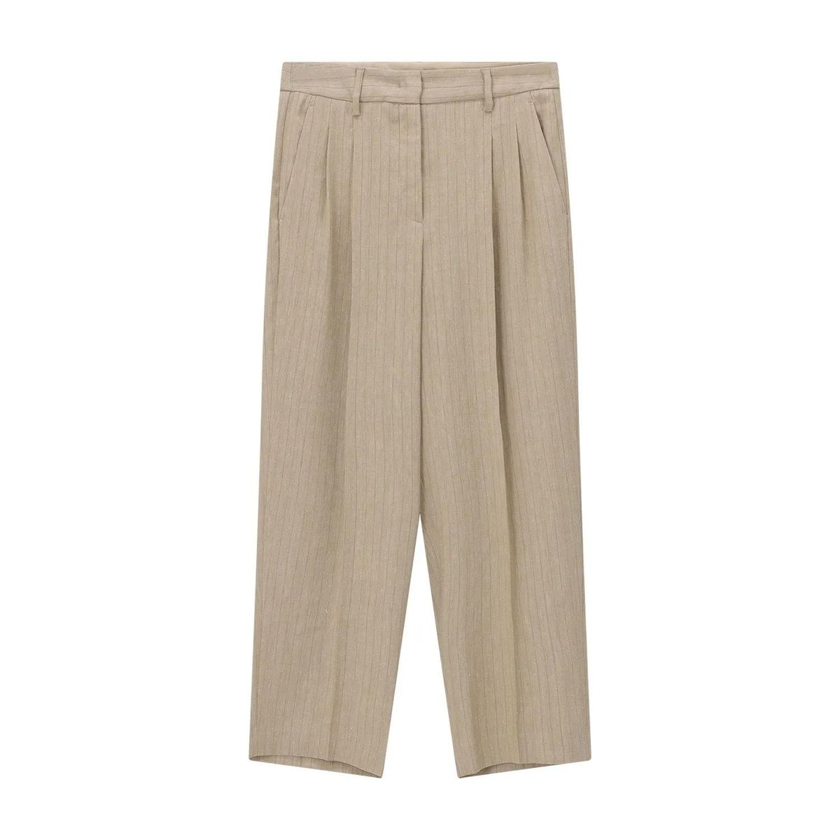 Gestreifte, schmal zulaufende Leinenhose