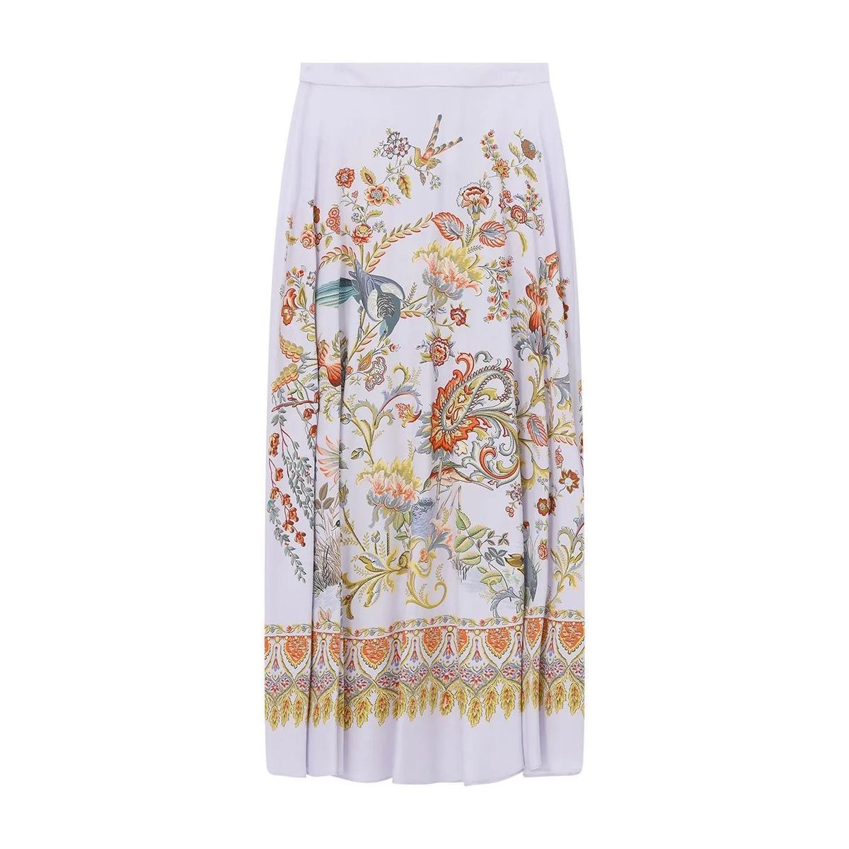 Midirock aus Seide mit floralem Paisley-Print