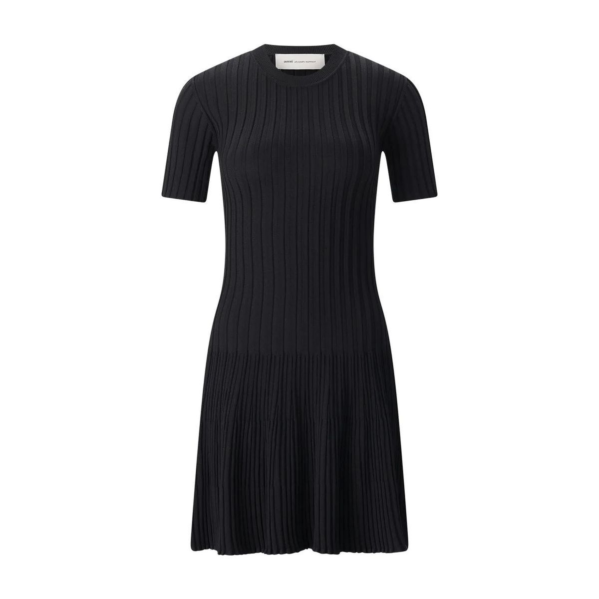 Elegantes geripptes Strick-Midikleid