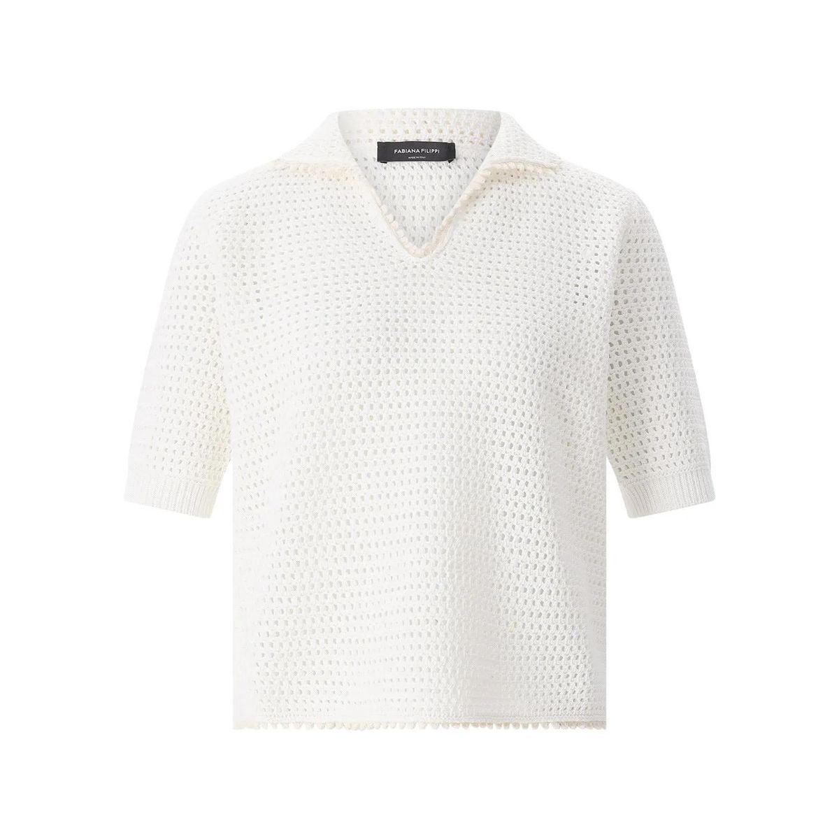 Offenes Strick-Polohemd aus Baumwolle