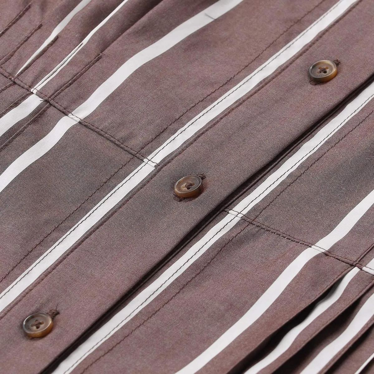 Gestreiftes braunes Hemdblusenkleid aus Baumwolle