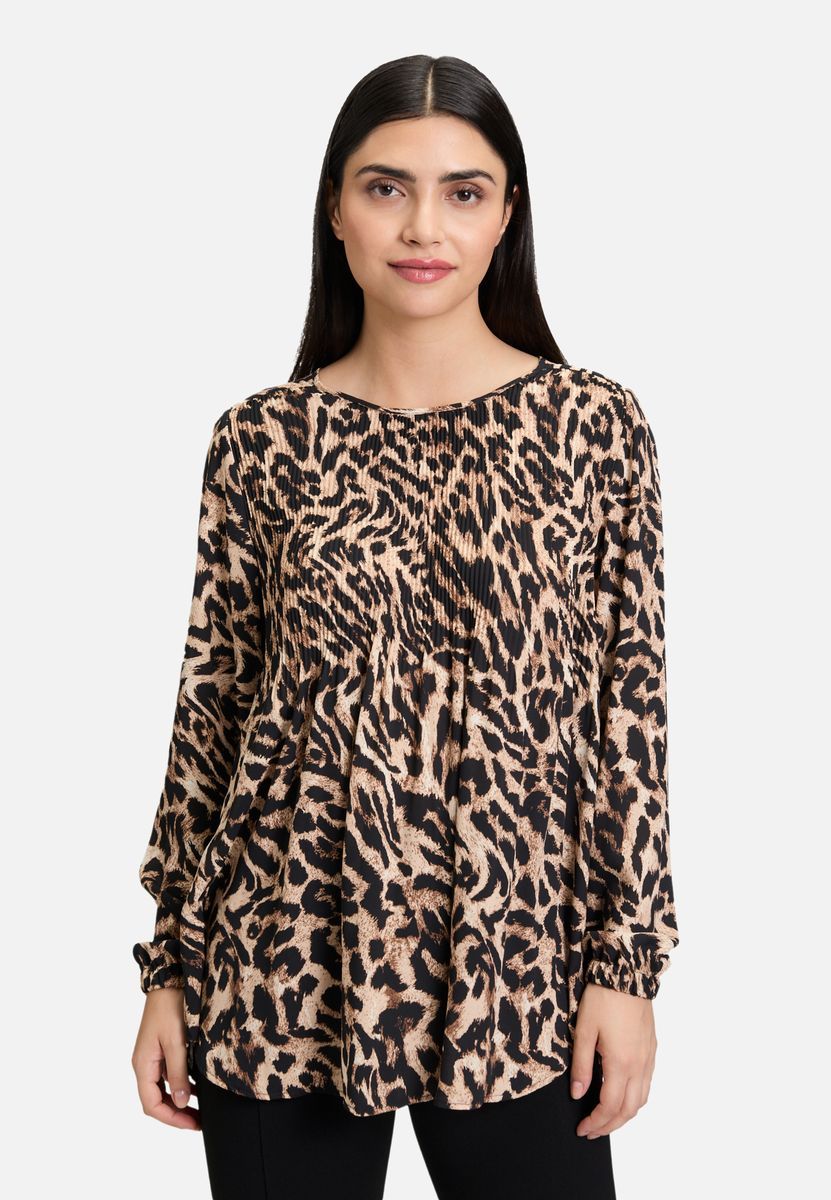 Bluse mit Animal-Print und Falten