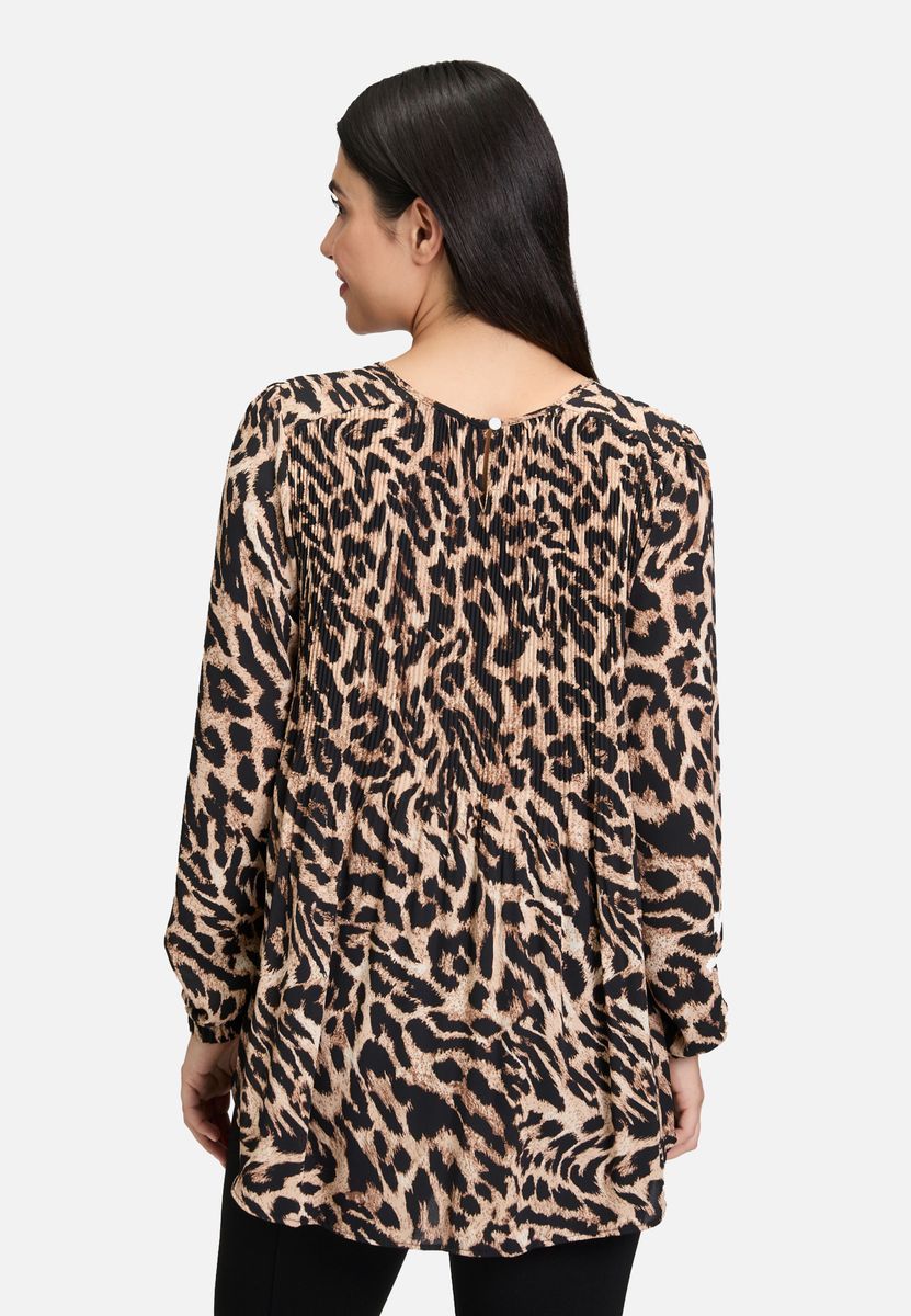 Bluse mit Animal-Print und Falten