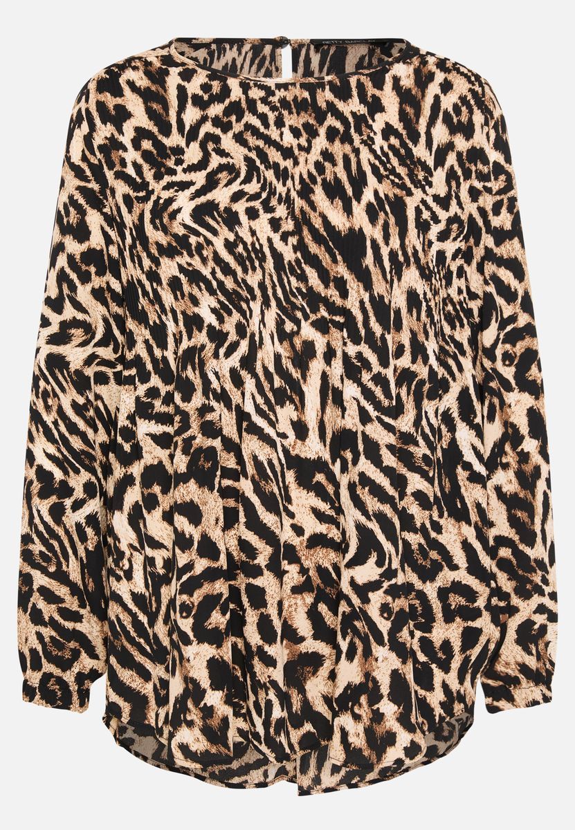 Bluse mit Animal-Print und Falten