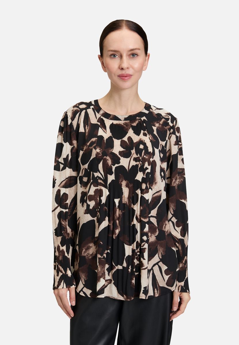 Bluse mit Animal-Print und Falten