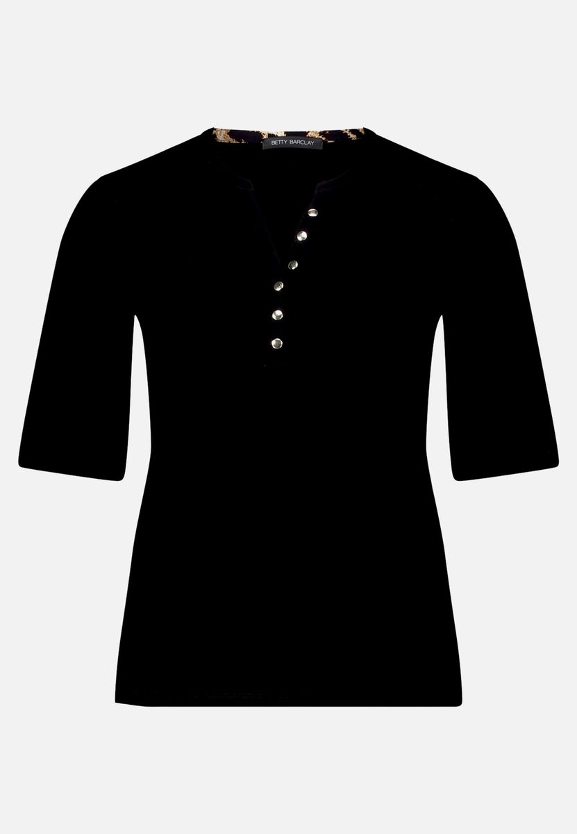 Basic Shirt mit Knopfleiste und Halbarmlänge