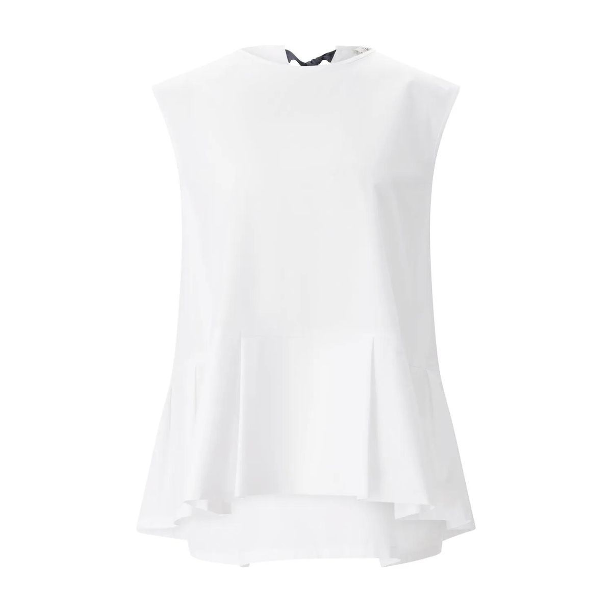 Ärmelloses Poplin-Top mit Rüschensaum