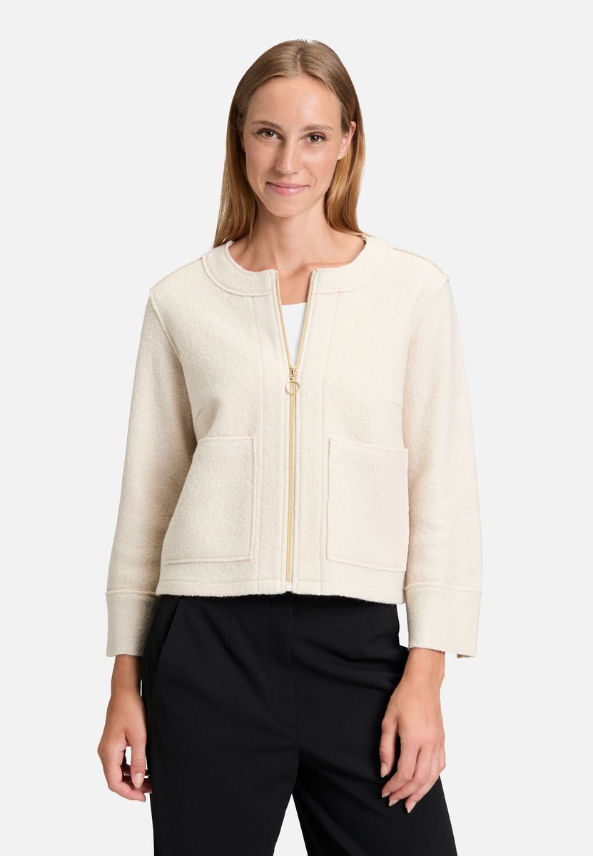 Lässige Strickjacke mit Reißverschluss und Textur