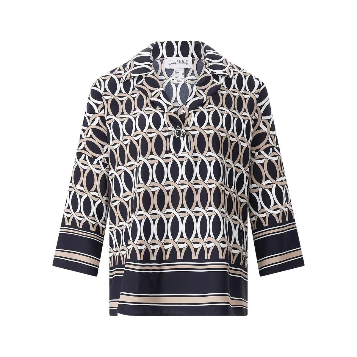 Gemusterte Bluse mit Knopfleiste und 3/4-Ärmeln