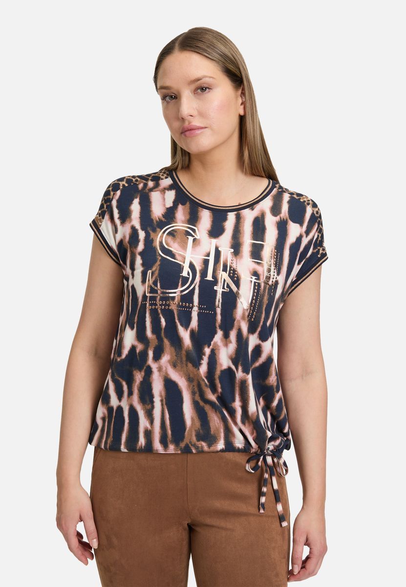 Animal-Print T-Shirt mit Taillenband