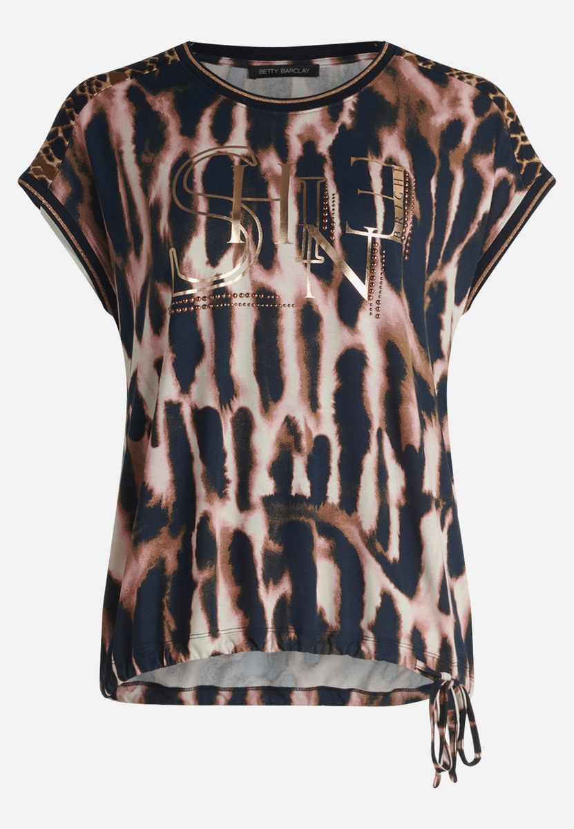Animal-Print T-Shirt mit Taillenband
