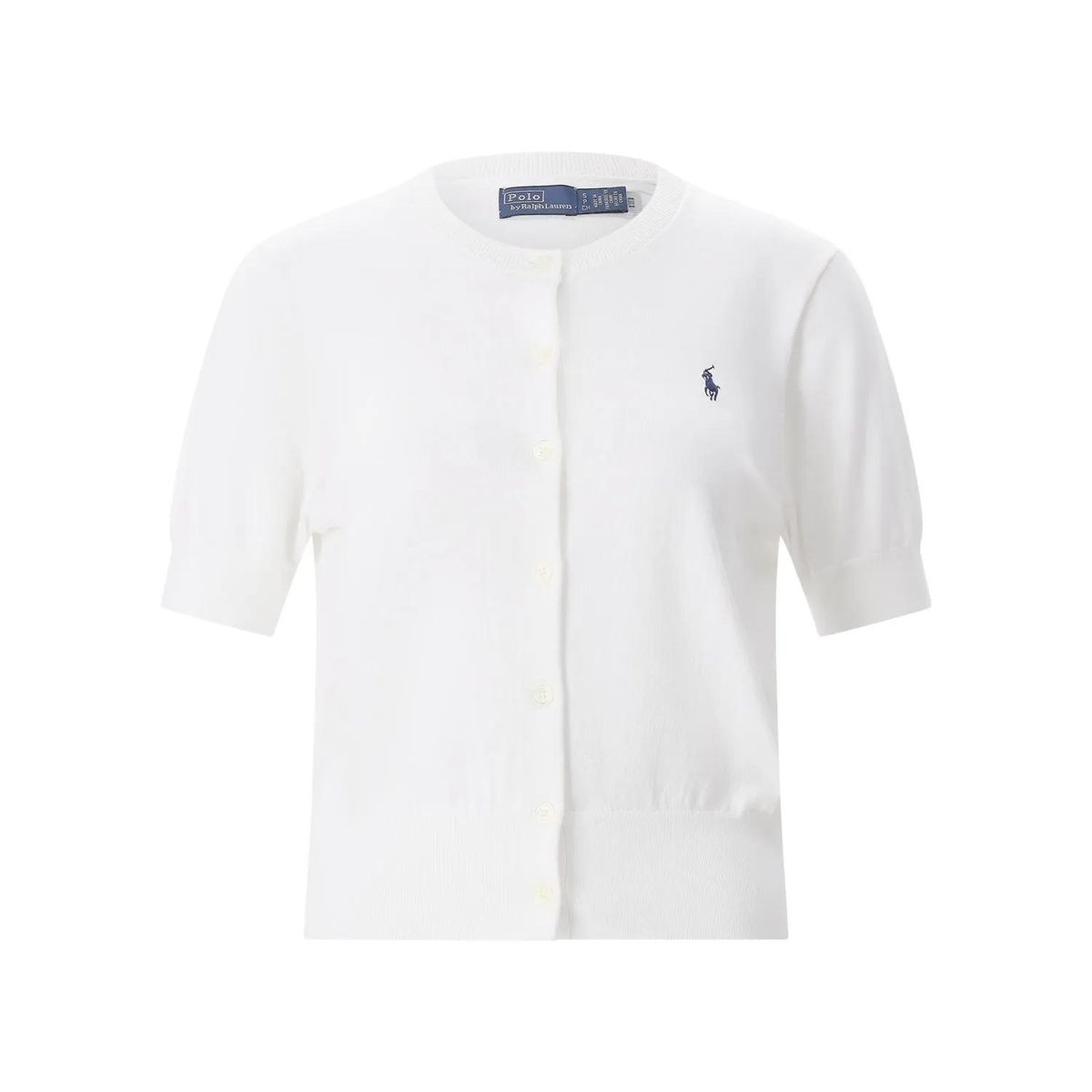 Kurzärmelige Strickjacke mit Logo-Stickerei