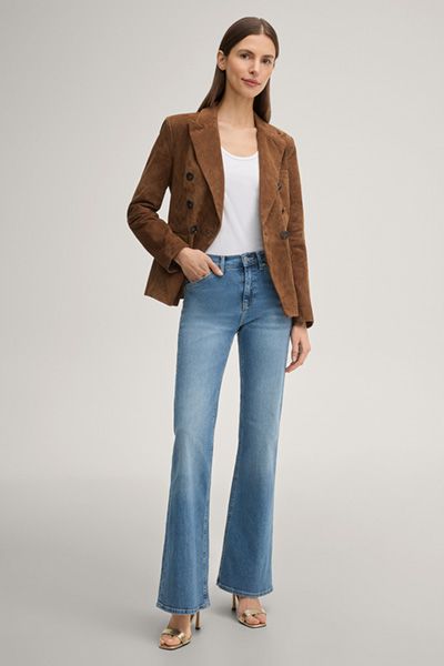 Marc Cain Letizia Brauner Wildleder Doppelreihiger Blazer Jacke