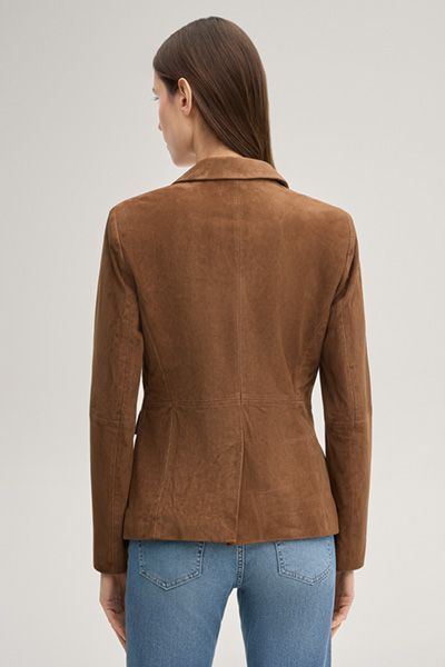 Marc Cain Letizia Brauner Wildleder Doppelreihiger Blazer Jacke