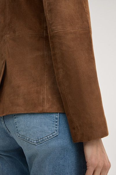 Marc Cain Letizia Brauner Wildleder Doppelreihiger Blazer Jacke