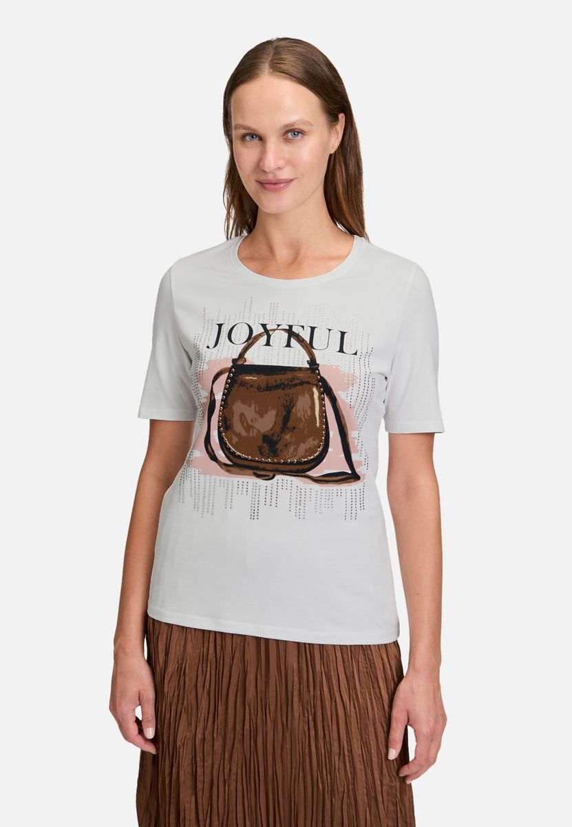 Baumwoll-Basic-T-Shirt mit Grafikdruck