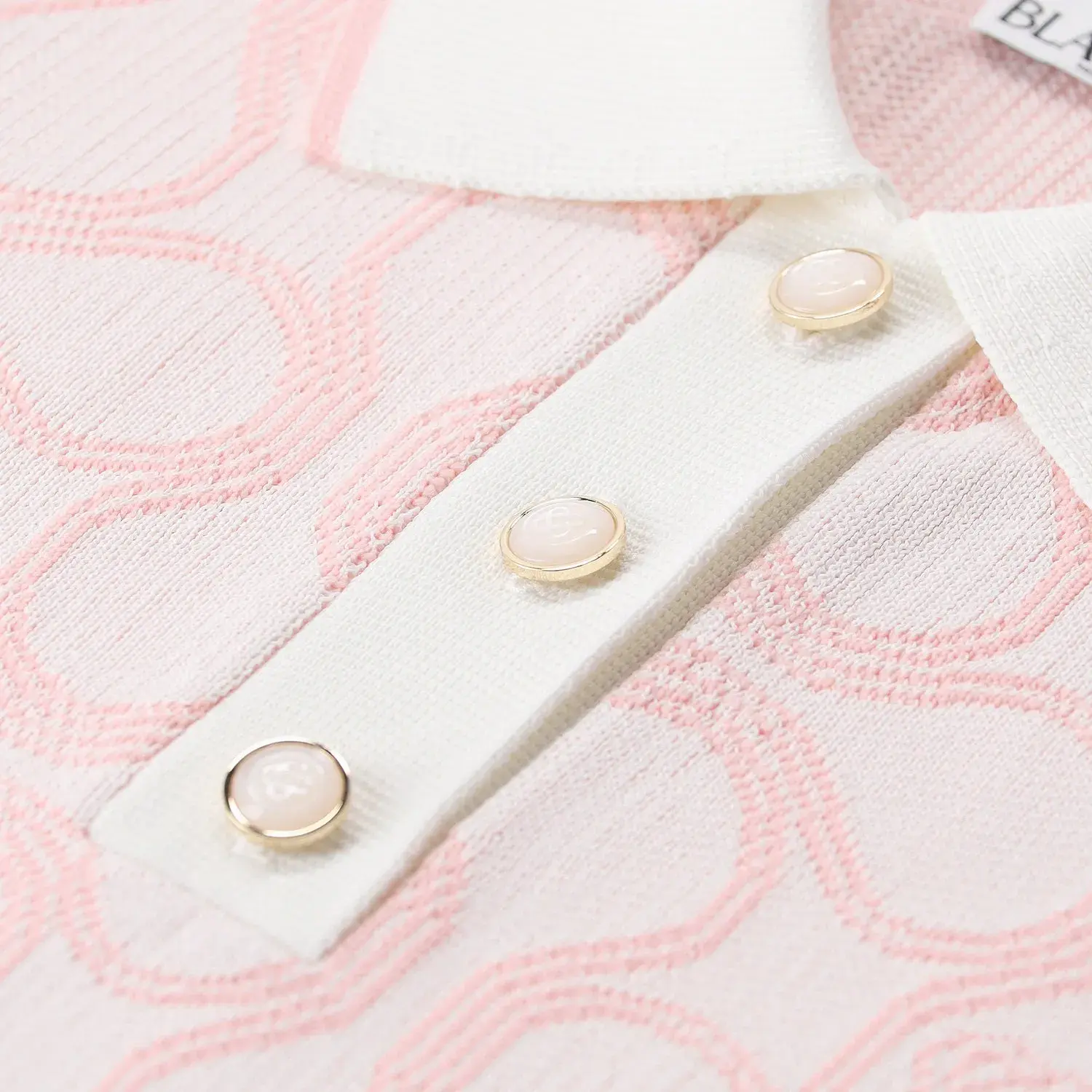 Gemustertes Strick-Poloshirt mit Perlmuttknöpfen