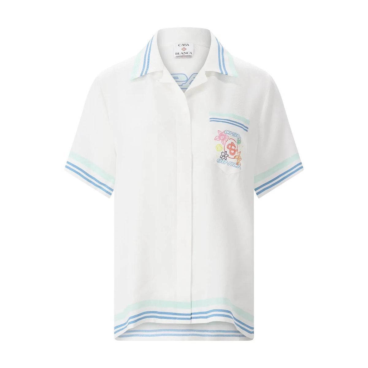 Seiden Kurzarm Hemd mit Blumenmuster