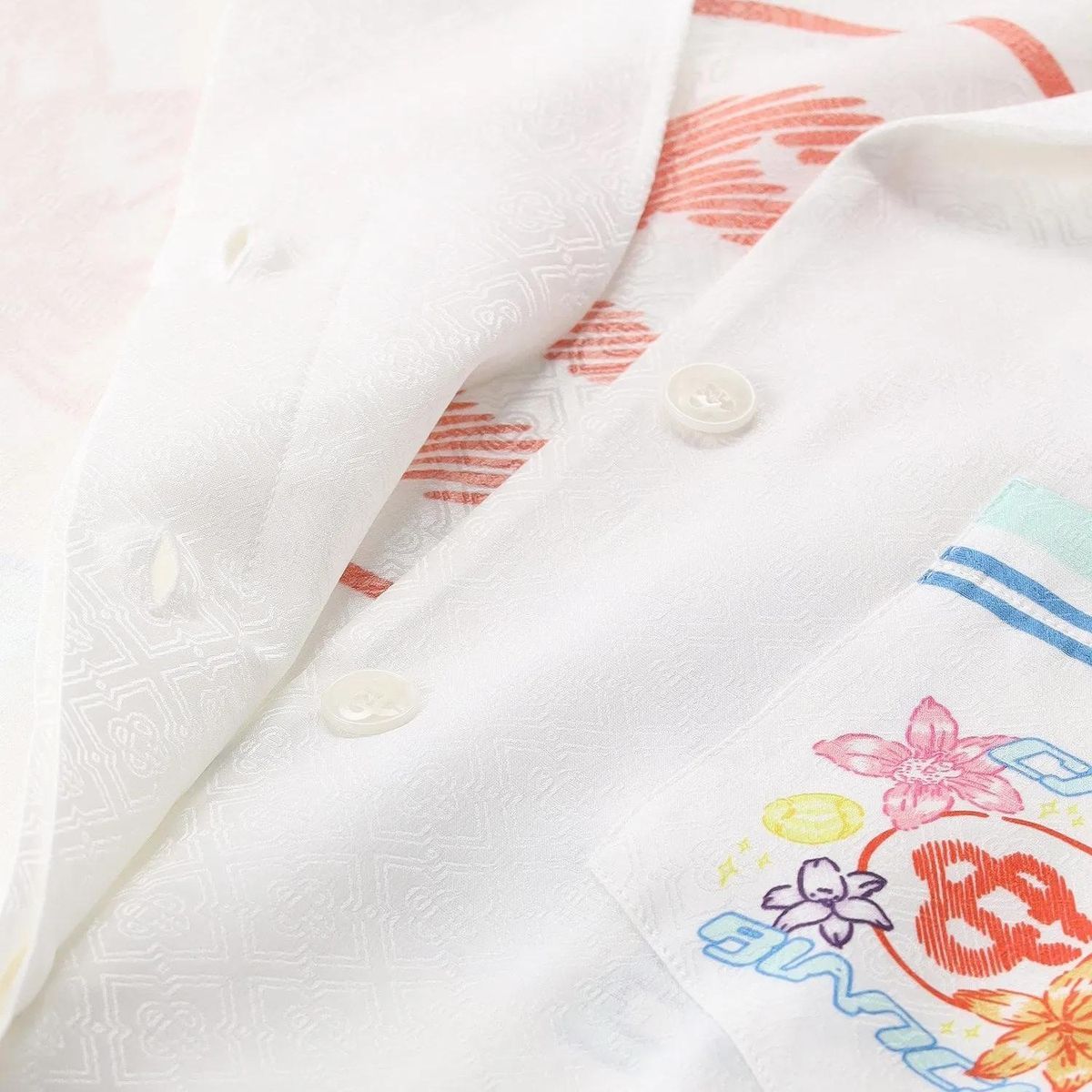 Seiden Kurzarm Hemd mit Blumenmuster