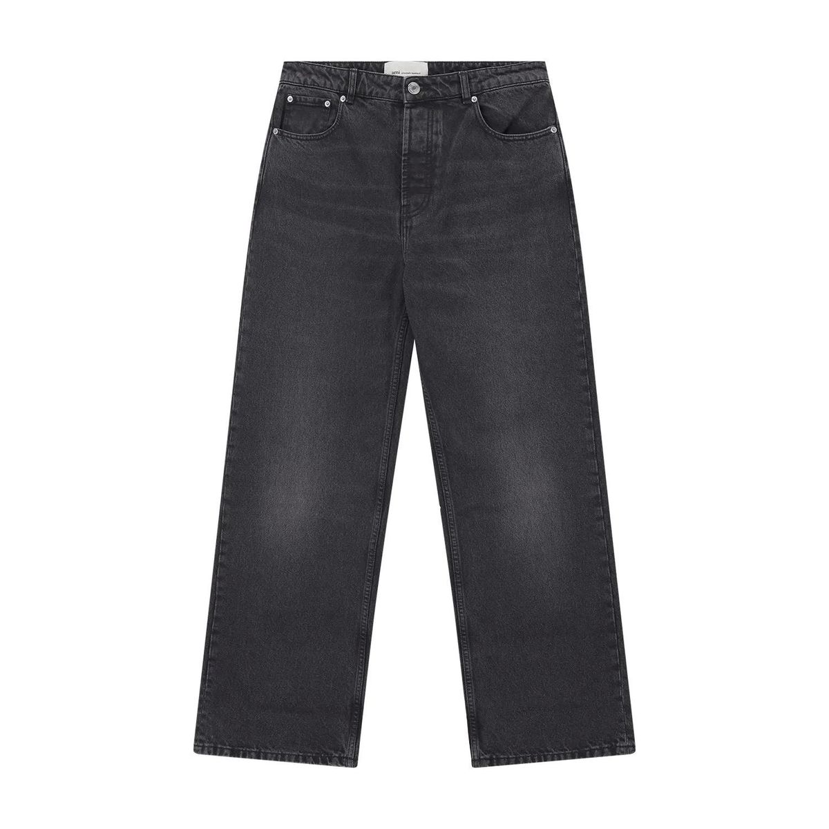 Schwarze Wide-Leg Jeans mit Used-Optik