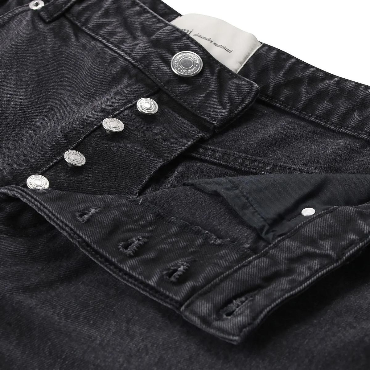 Schwarze Wide-Leg Jeans mit Used-Optik