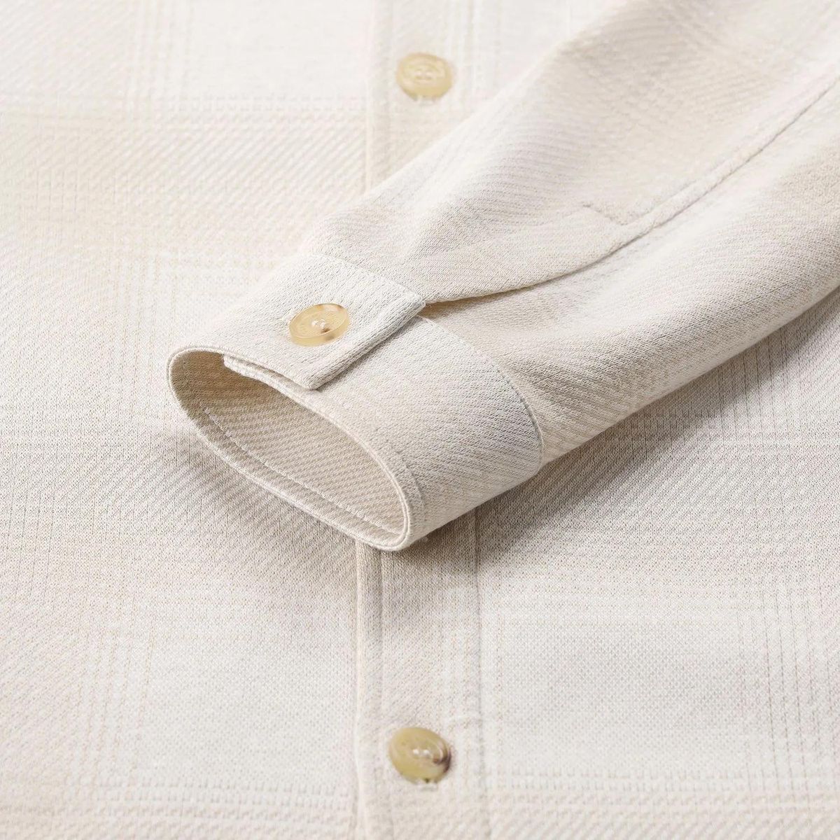 Beige kariertes Overshirt aus Baumwollmischung