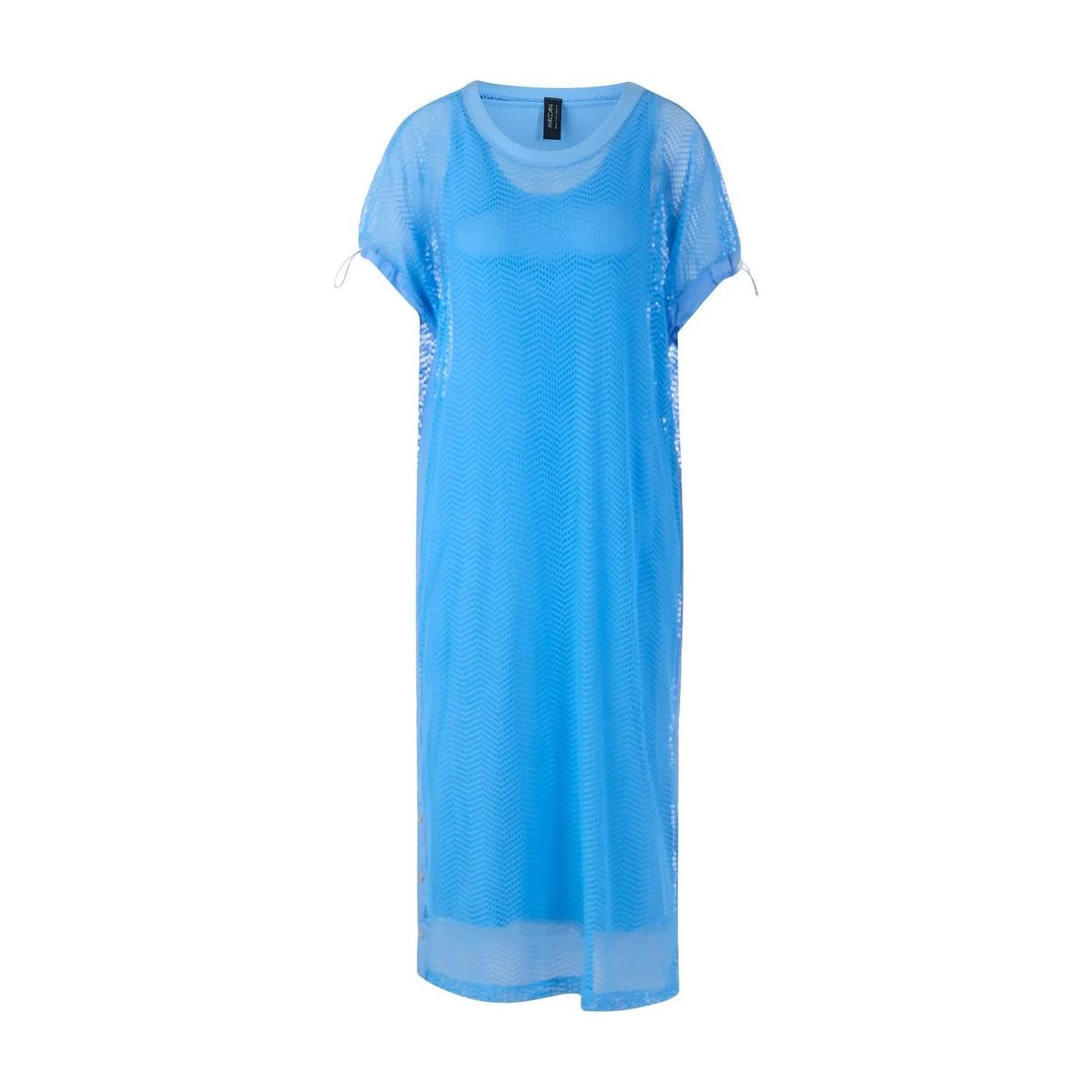 Blaues Mesh-Strick-Midikleid