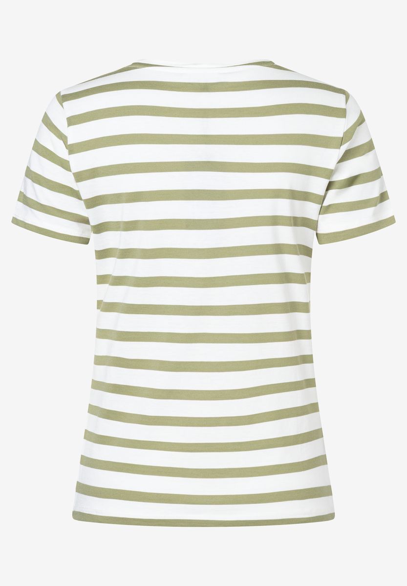 Gestreiftes T-Shirt mit Pailletten-Schriftzug 'Green'