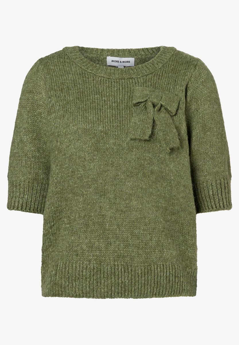 Grünes Strickoberteil mit Schleifendetail