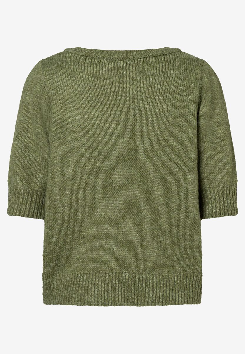 Grünes Strickoberteil mit Schleifendetail