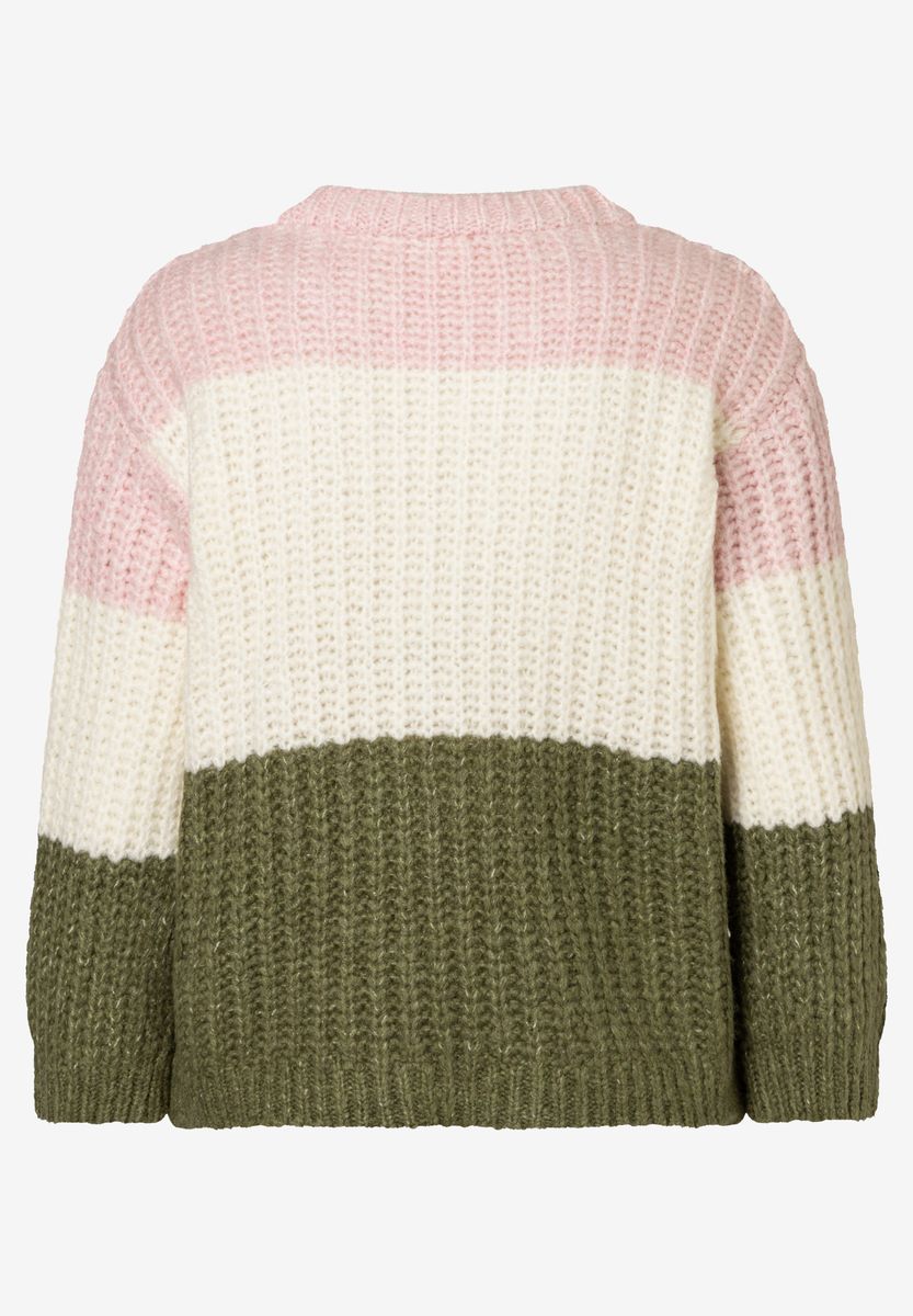 Grobstrick-Pullover mit Colorblocking-Muster